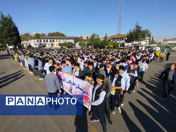 برگزاری صبحگاه مشترک دانش‌آموزی شهرستان هزار سنگر آمل 
