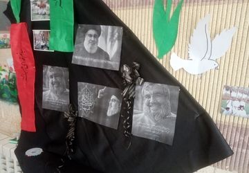 سیاه‌پوش شدن مدرسه نجمه سعدالدین به مناسبت شهادت نصرالله