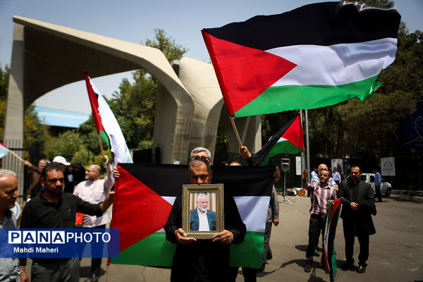 تجمع مقابل دانشگاه تهران در محکومیت ترور شهید اسماعیل هنیه