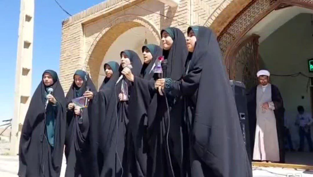 راهپیمایی مردم روستای صرم قم در روز قدس