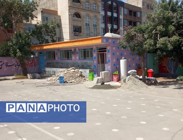 نوسازی و انجام اقدامات پروژه مهر در استقبال از بازگشایی مدارس در مدرسه عطیه شهرستان ملارد