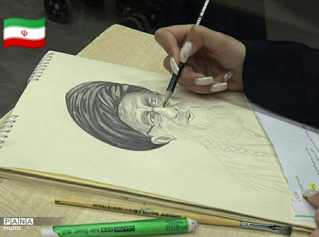  آیین طراحی تصویر رهبر شهید در یادمان شهدای دانش آموزی میناب