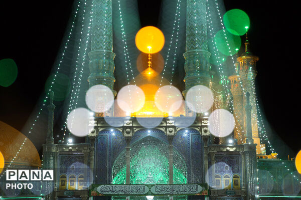 گل آرایی ضریح مطهر حضرت معصومه(س) در شب میلاد امام رضا(ع)