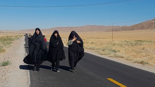 پیاده‌روی زائران جامانده ازحرم رضوی در شهرستان بام و صفی آباد