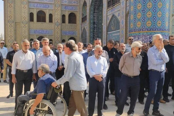 مراسم تشییع پیکر شهید جانباز حاج احمد شیخ حسینی در حرم سید علاءالدین حسین(ع)