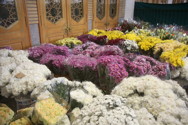 گل آرایی ضریح مطهر حضرت معصومه(س) به مناسبت روز دختر