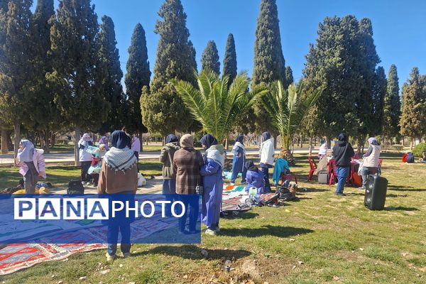 لذت نقاشی همگانی کنار دوستان در بوستان جنت شیراز 