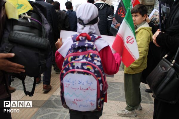سنگ تمام دانش آموزان گالیکش در راهپیمایی روز قدس