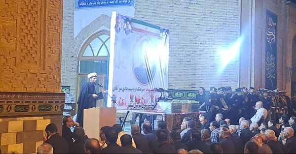 مراسم وداع با شهید امنیت هادی میرآبادی در مسجد جامع شهرستان نیشابور 
