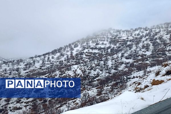 بارش باران و برف زمستانی در روستای کینک