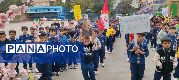 آیین محکومیت رژیم غاصب اسرائیل و حمایت از جبهه مقاومت حزب الله در مدرسه مبین شیروان