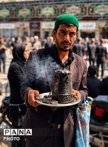 ورود هیئت‌های عزاداری کاشمر به حسینیه علی‌اکبری در ششمین روز محرم