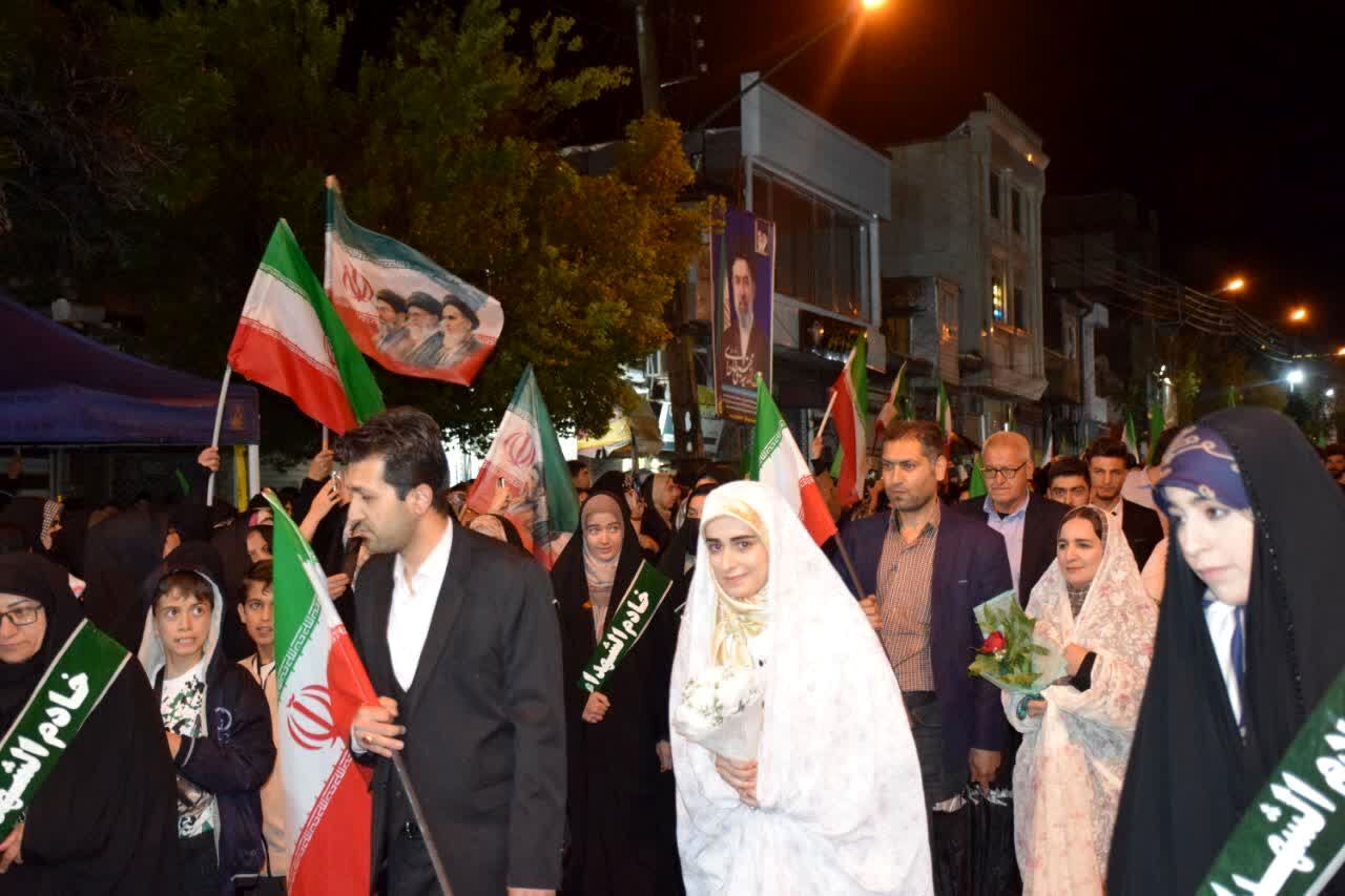 طنین خطبه عقد بیست زوج جانفدای ایران در شب‌های بعثت مردم مرند 