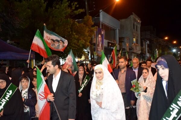 طنین خطبه عقد بیست زوج جانفدای ایران در شب‌های بعثت مردم مرند 