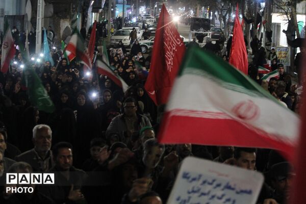 راهپیمایی مردم شهرستان خلیل آباد در پی شهادت جانسوز رهبر معظم انقلاب