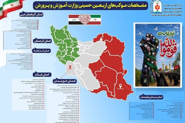 ​برپایی ۹۸ موکب فرهنگی و خدماتی آموزش و پرورش در مسیر زائران اربعین حسینی