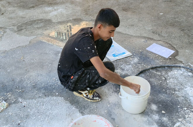 مشارکت جهادی دانش‌آموزان در بهسازی مدارس ۱۷ شهریور و مهدیه