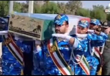 معلمان و دانش‌آموزان دبستان فانی در آیین تشییع شهید گمنام شرکت کردند