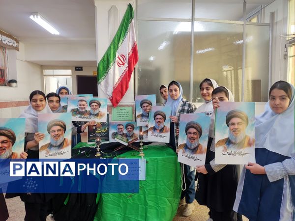 برپایی ایستگاه صلواتی در مدرسه شهید آقچه لو به مناسبت تشییع پیکر سید حسن نصرالله