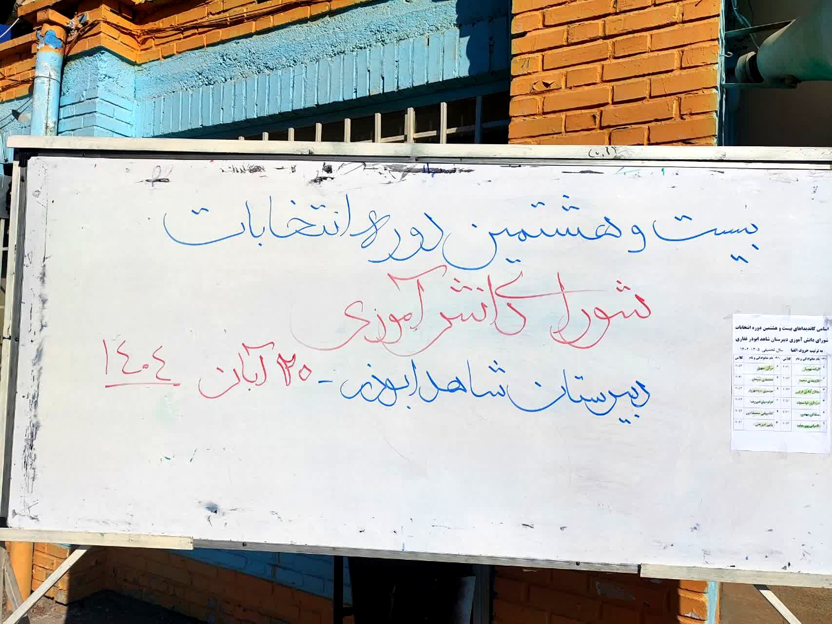 انتخابات شورای دانش آموزی در دبیرستان شاهد ابوذر غفاری نیشابور 
