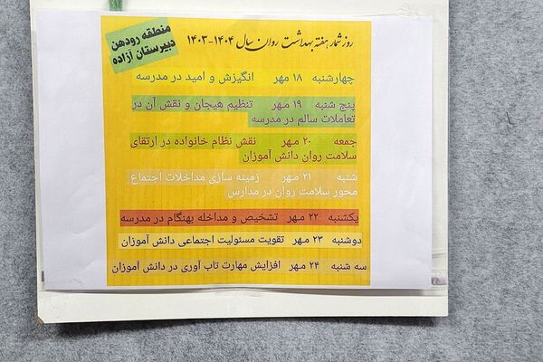 گرامیداشت هفته بهداشت روان در دبیرستان آزاده رودهن 