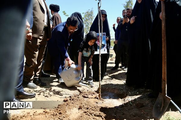 آیین کاشت 168 نهال به یاد دانش‌آموزان شهید میناب در اردوگاه 15خرداد قم