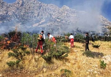 واکنش سریع هلال‌احمر و مردم مارگون آتش سوزی را مهار کرد