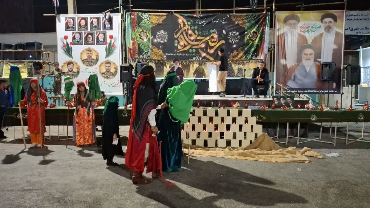 بازسازی مصائب «خرابه شام» در میدان امام حسین (ع) جم