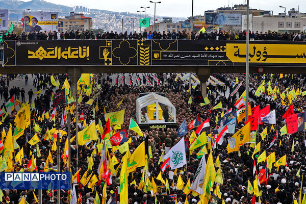 تشییع پیکر شهیدان سیدحسن نصرالله و سیدهاشم صفی الدین