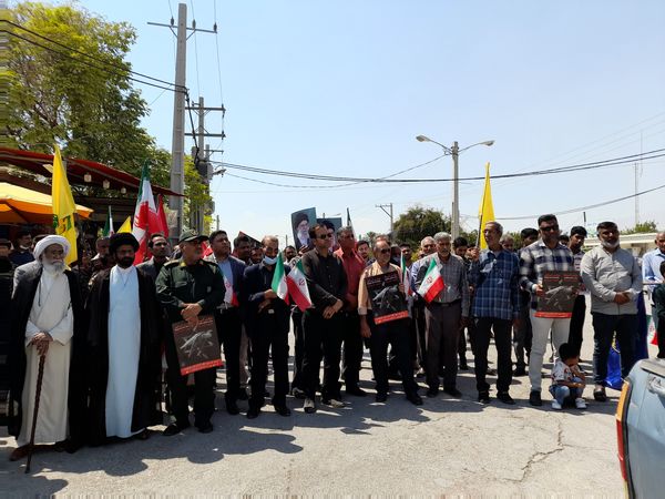 ابراز همدردی مردم سندرک و فین با مردم فلسطین در راهپیمایی روز قدس