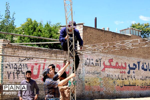 آماده‌سازی موکب «یاران خراسانی» در مهمانک برای استقبال از زائران رهبر شهید