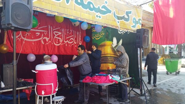 لحظاتی از آماده سازی موکب ها برای مهمانی کیلومتری نیشابور 