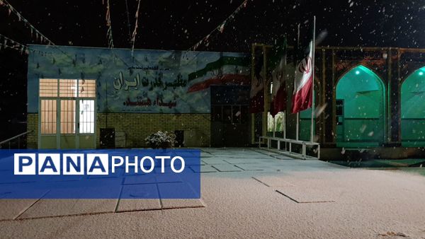 حال و هوای گلزار شهدا با بارش برف الهی
