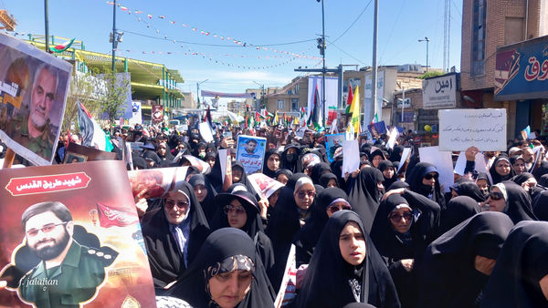 راهپیمایی روز قدس همراه با تشییع پیکر شهید صداقت در قم