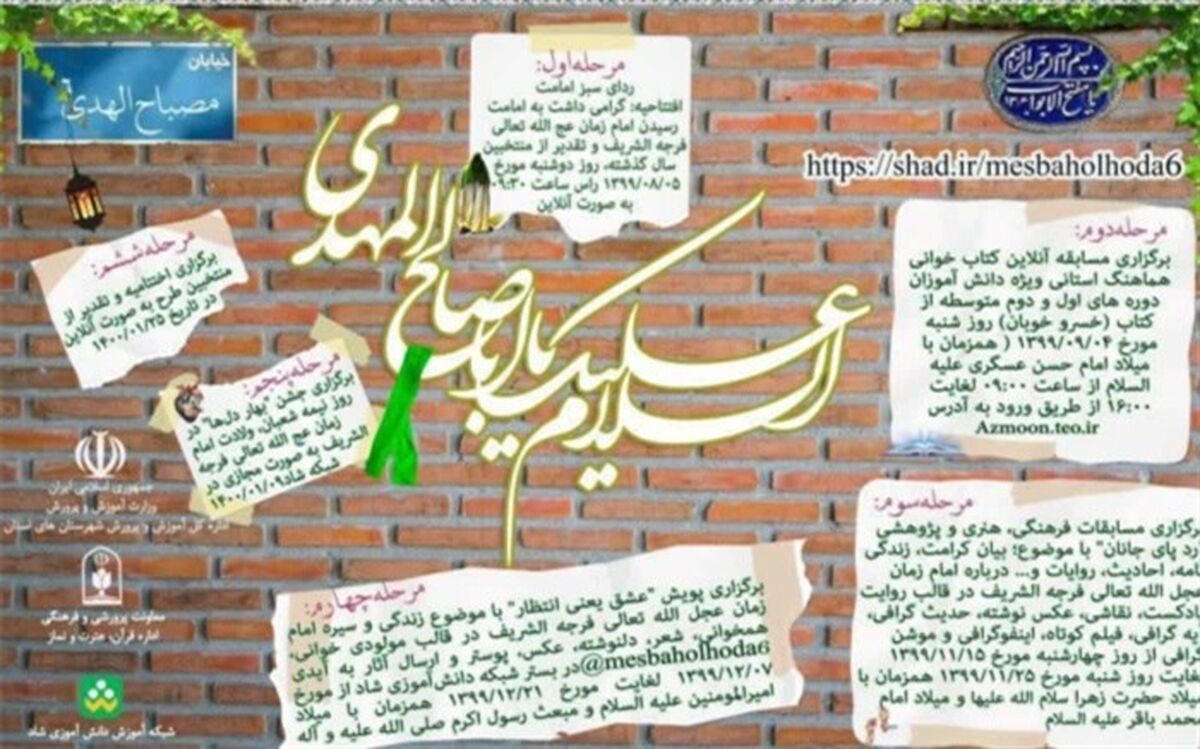 برگزاری ششمین دوره جشنواره  مصباح‌الهدی با محوریت شناخت امام زمان(عج)