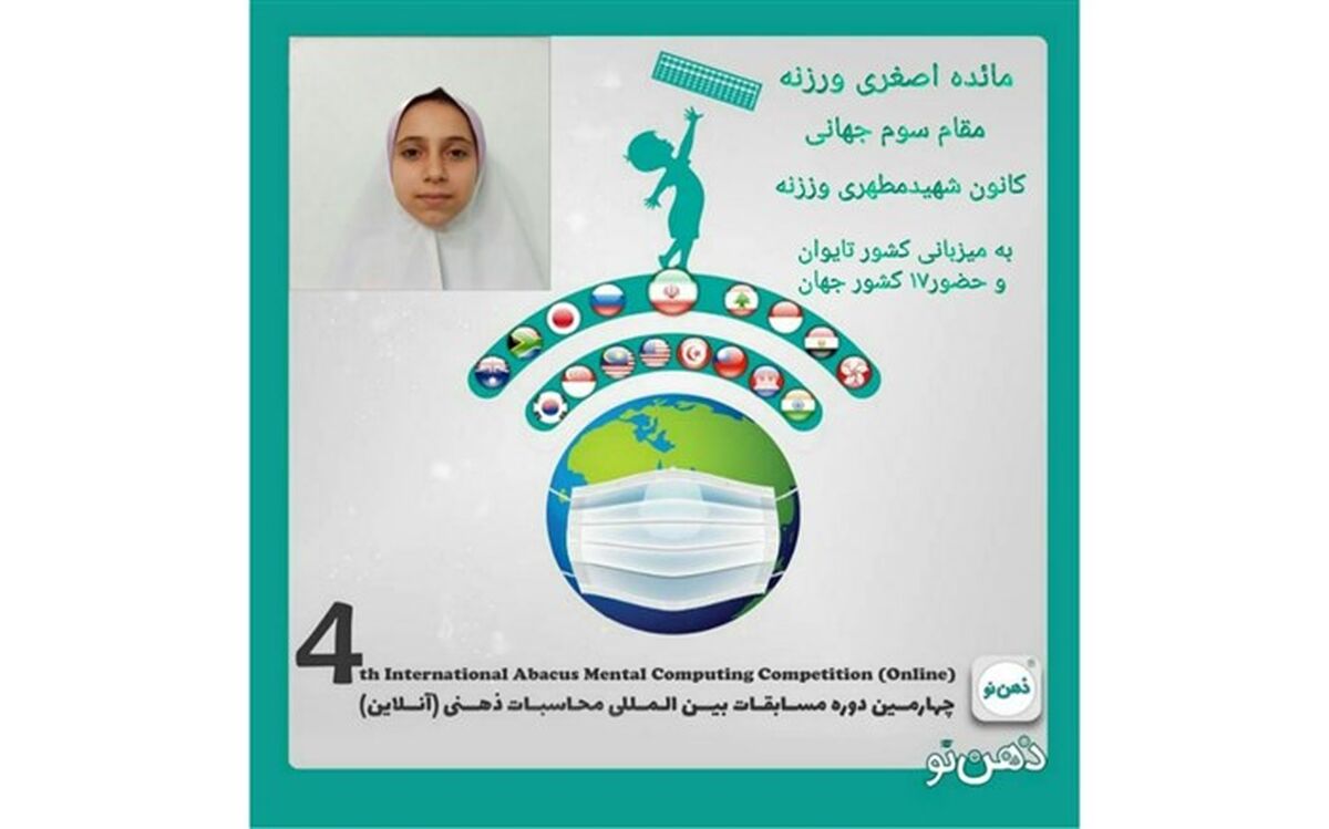 کسب مقام سوم جهانی مسابقات بین المللی محاسبات ذهنی با چرتکه توسط دانش آموز ورزنه