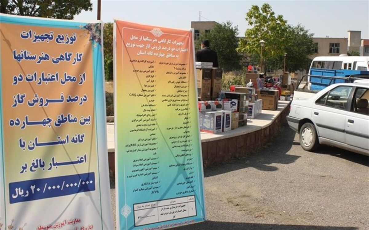توزیع تجهیزات کارگاهی در سطح هنرستان های نواحی و مناطق 14 گانه استان