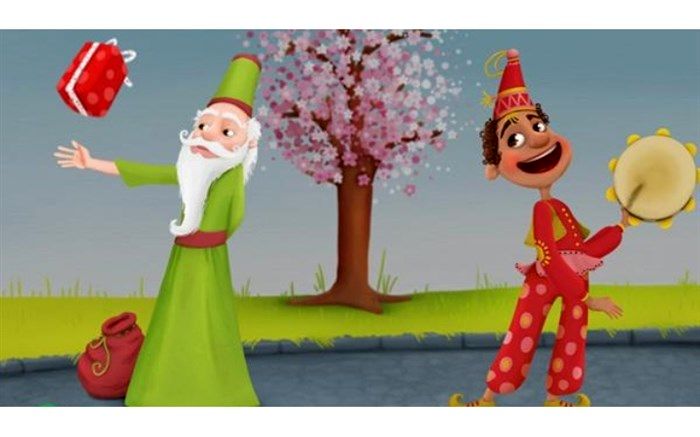 نواختن ساز و آواز توسط حاجی فیروز با لباسی قرمز و مخملی