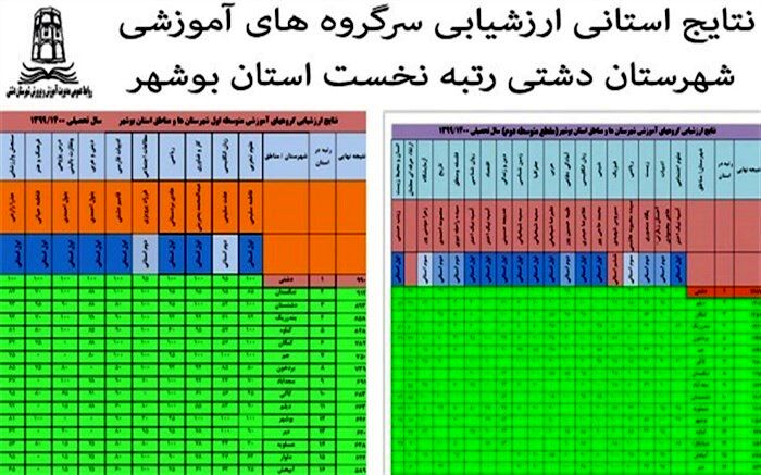 کسب رتبه نخست استانی توسط سرگروه‌های متوسطه شهرستان دشتی