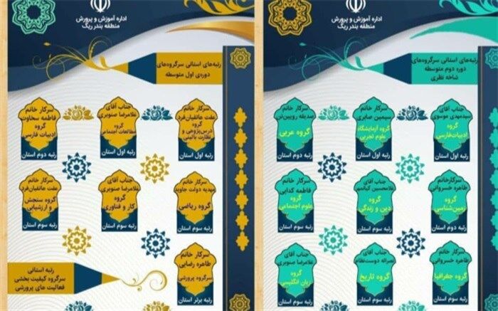 سرگروه های آموزشی منطقه بندرریگ در استان درخشیدند