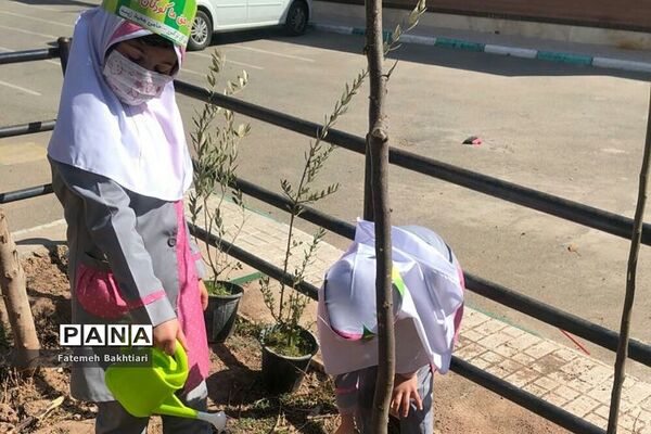 کاشت نهال در مراکز پیش‌دبستانی ناحیه یک شهرری