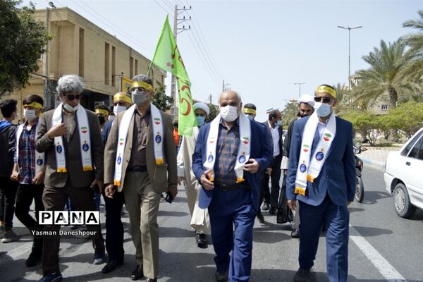 پیاده‌روی دانش‌آموزی مهدی یاوران مدارس بوشهر