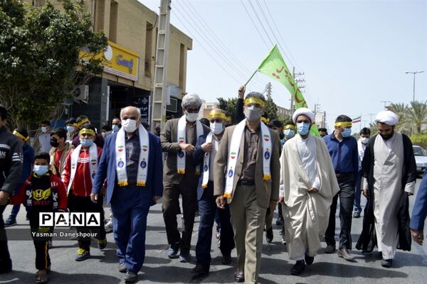 پیاده‌روی دانش‌آموزی مهدی یاوران مدارس بوشهر