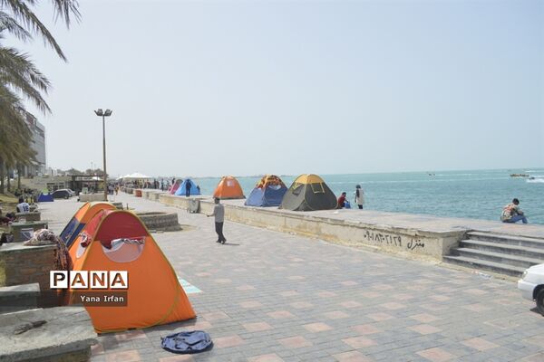 گردشگران نوروزی در سواحل زیبای بوشهر