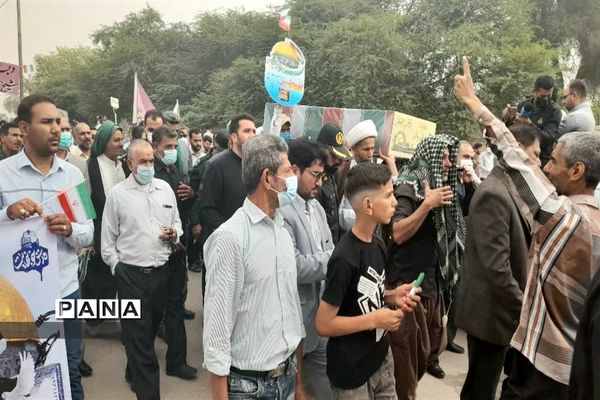 شرکت دانش‌آموزان شهرستان حمیدیه در راهپیمایی روز قدس