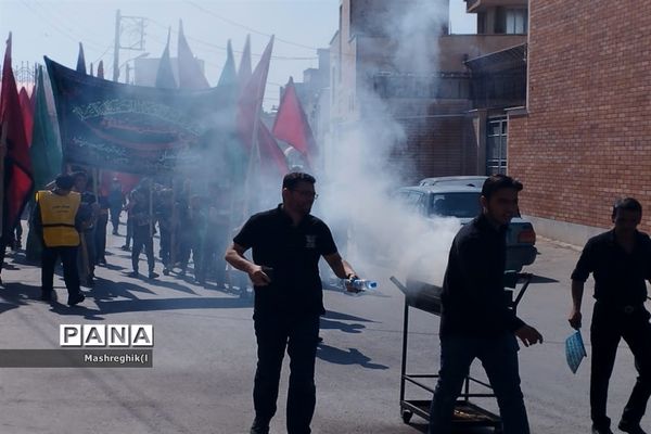 مراسم سنتی آیینی نخل‌گردانی در ظهر عاشورا هیأت زینبیه کاشان