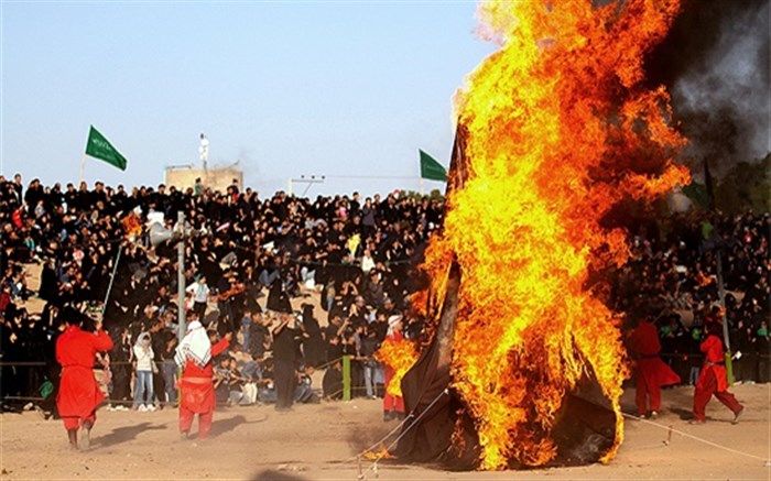 آیین خیمه‌برداری نوش‌آباد، هنگامه اشک و شمشیر و شهادت