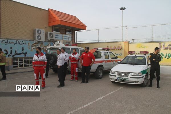 بیست‌وچهارمین مانور سراسری زلزله و ایمنی در دبیرستان شاهد امام جواد(ع) بهبهان
