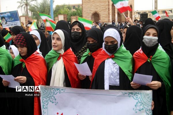 برگزاری اجتماع چند هزار نفری دانش‌آموزان و اقشار مختلف مردم شهرستان بهبهان
