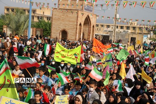 برگزاری اجتماع چند هزار نفری دانش‌آموزان و اقشار مختلف مردم شهرستان بهبهان